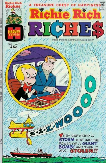 Richie Rich Riches 19 - Richie Rich - Dad - Harvey Comics - Helicopter - Yacht