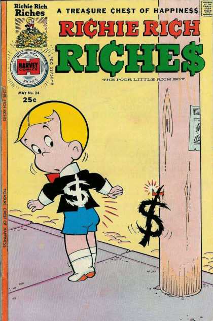 Richie Rich Riches 24 - A Treasure Chest Of Happiness - Harvey Comics - Money - Boy - The Poor Little Rich Boy