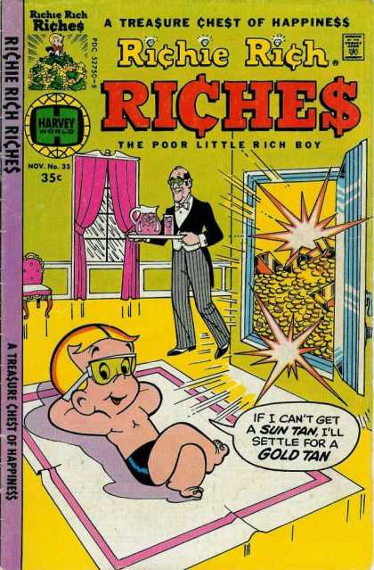Richie Rich Riches 33 - Richie Rich - Poor Little Rich Boy - Treasure Chest Of Happiness - Butler - Safe Of Gold