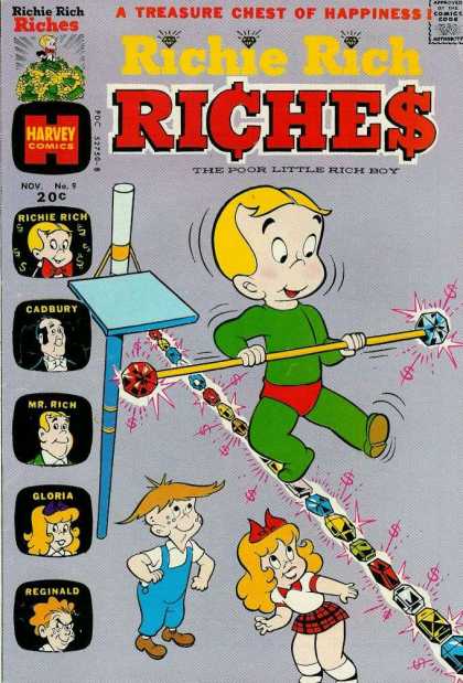 Richie Rich Riches 9 - Treasure Chest Of Happiness - Tightrope Walking - Jewels - Nov No 9 - The Poor Little Rich Boy
