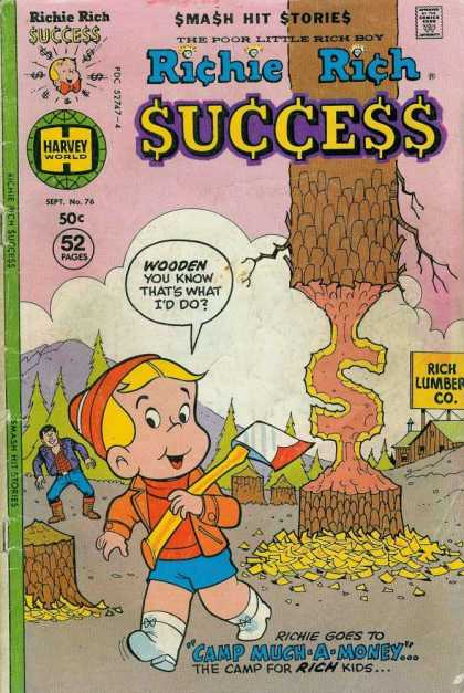 Richie Rich Success Stories 76 - Cut Trees - Ax - Lumber Company - Letter S - Wood Chips