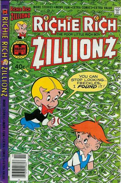 Richie Rich Zillionz 19 - Dollar Bills - Freckles - Baseball - Red Hair - Bowtie