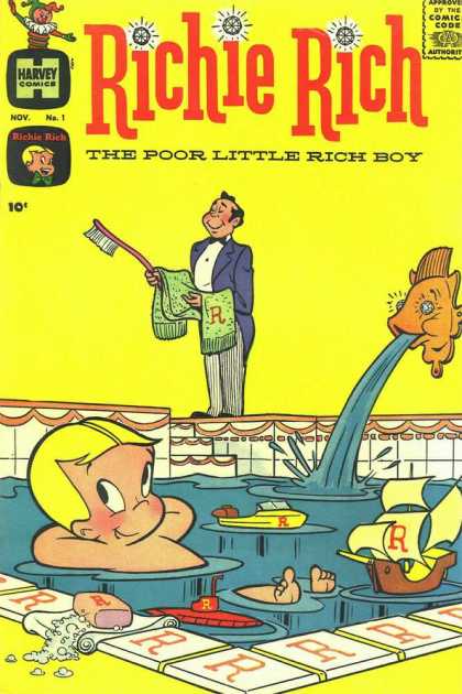 Richie Rich 1 - Harvey Comics - Nov No 1 - The Pooer Little Rich Boy - Pool - Child