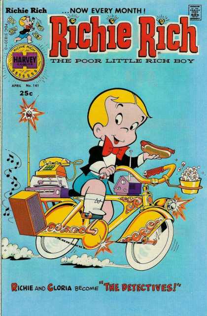 Richie Rich 141 - Little Boy With Alot Of Money - Everything He Touches Turns To Gold - Positive Comic Book For All Kids - Kid With Money Thats Promotes A Positive Image - Good All Around Kid Even Though He Is Rich