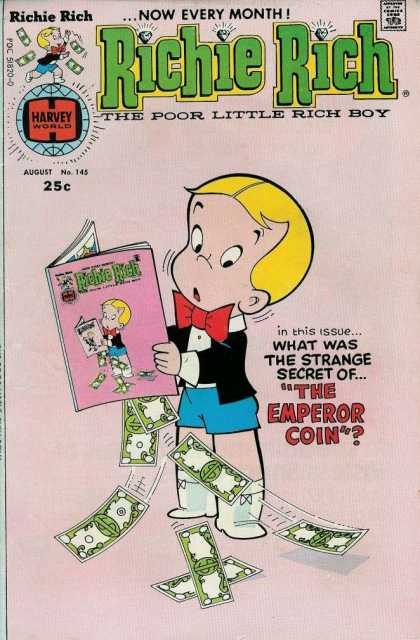 Richie Rich 145 - Money - Red Bowtie - The Emperor Coin - Comic Within Comic - August No 145