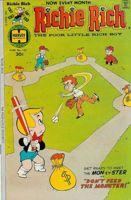 Richie Rich 155 - Money - Poor Little Rich Boy - Baseball - Mon-ey-ster - Dont Feed The Monster