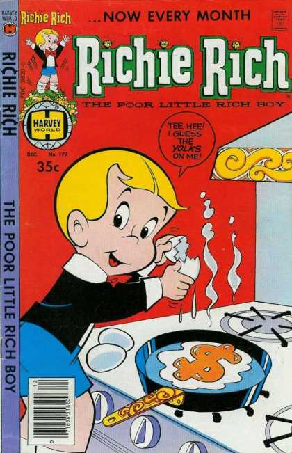 Richie Rich 173 - Frying Pan - Egg - Money Sign - Tee Hee I Guess The Yolks On Me - Stove