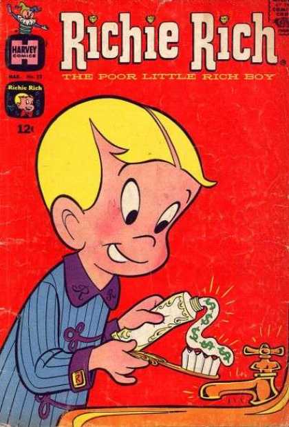 Richie Rich 22 - The Poor Little Boy - Harvey Comics - Latest Richie - Yellow Head Boy - Dollar Paste