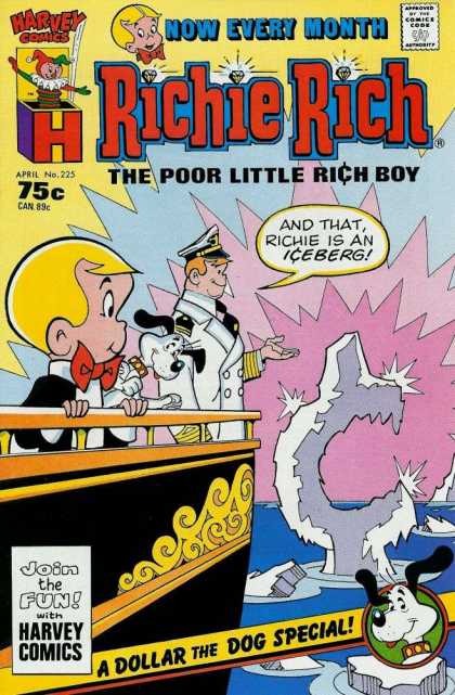 Richie Rich 225 - Harvey Comics - 75c Can89c - Aprill No225 - A Dollar The Dog Special - The Poor Little Rich Boy