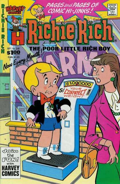 Richie Rich 240 - Richie Rich - The Poor Little Rich Boy - Harvey Comics - Now Every Month - Pages And Pages Of Comic Hi-jinks