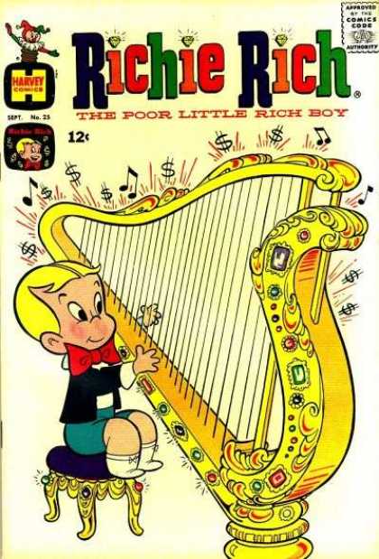 Richie Rich 25 - Poor Little Rich Boy - Harp - Harvey Comics - Jewels - Jack In The Box