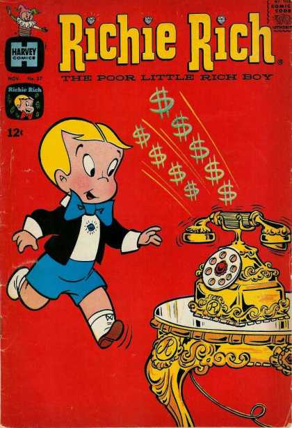 Richie Rich 27 - Harvey Comics - Money - Telephone - Bowtie - The Poor Little Rich Boy