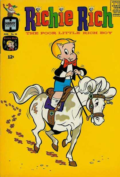 Richie Rich 36 - Harvey Comics - Approved By The Comics Code - Boy - Horse - Doll