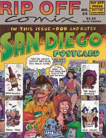 Rip Off Comix 24 - San Diego - Post Card - The Surly Hooker - Demon Alchol - Porno Comix