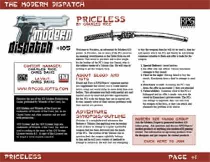 Role Playing Games - Modern Dispatch (#105): Priceless