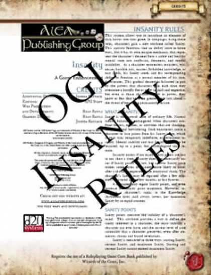 Role Playing Games - Insanity: A Game Enhancement