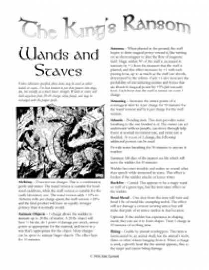 Role Playing Games - The King's Ransom: Wands and Staves