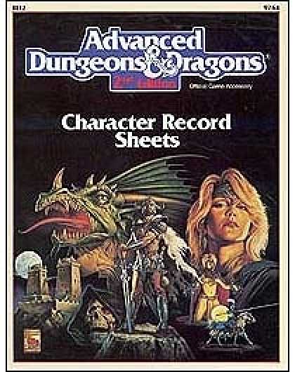 Role Playing Games - 2nd Edition AD&D Character Record Sheets
