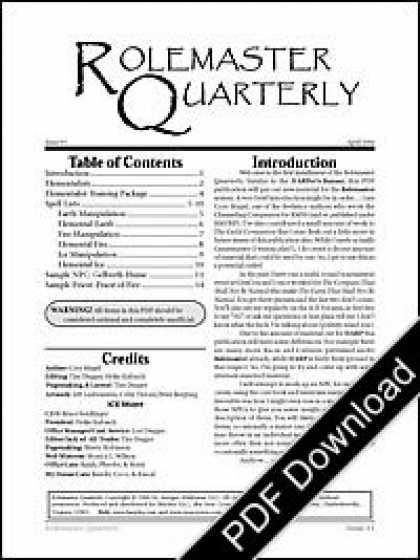 Role Playing Games - Rolemaster Quarterly #7