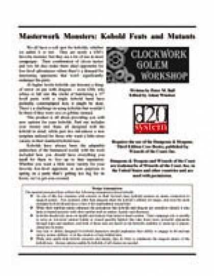 Role Playing Games - Masterwork Monsters: Kobold Feats and Mutants