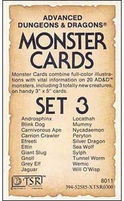 Role Playing Games - AD&D Monster Cards - Set 3