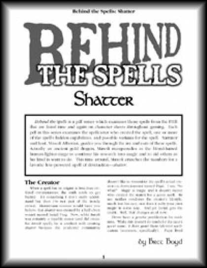 Role Playing Games - Behind the Spells: Shatter