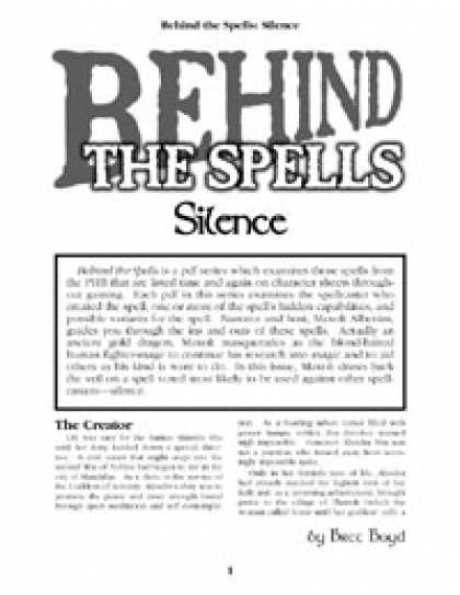 Role Playing Games - Behind the Spells: Silence