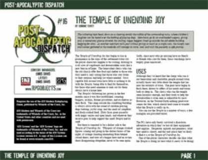 Role Playing Games - Post-Apocalyptic Dispatch (#16): The Temple of Unending Joy
