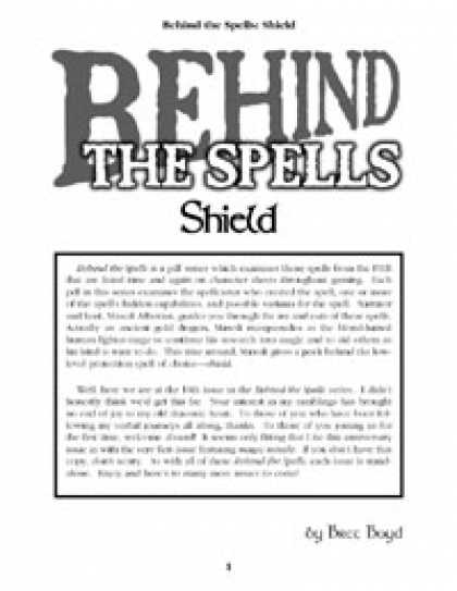 Role Playing Games - Behind the Spells: Shield