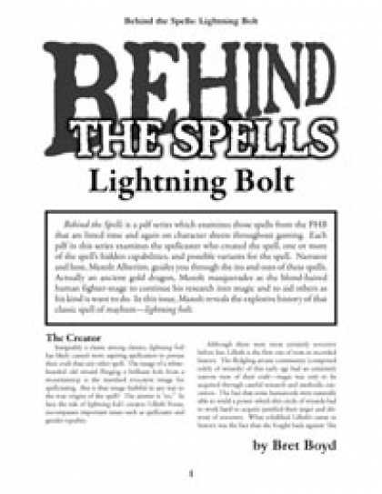 Role Playing Games - Behind the Spells: Lightning Bolt