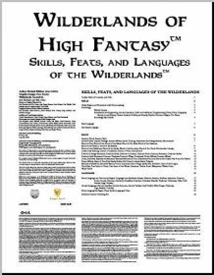 Role Playing Games - Skills, Feats, and Languages of the Wilderlands