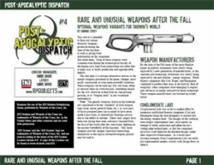 Role Playing Games - Post-Apocalyptic Dispatch (#4): Rare Weapons After the Fall