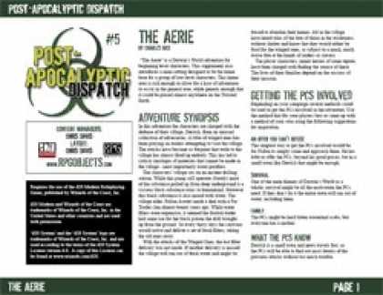 Role Playing Games - Post-Apocalyptic Dispatch (#5): The Aerie