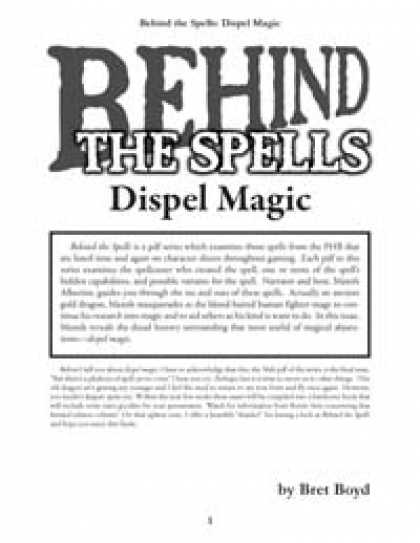 Role Playing Games - Behind the Spells: Dispel Magic