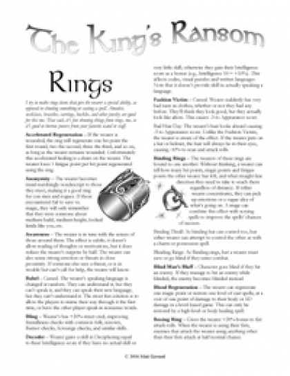 Role Playing Games - The King's Ransom: Rings