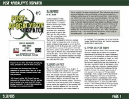 Role Playing Games - Post-Apocalyptic Dispatch (#3): Sleepers