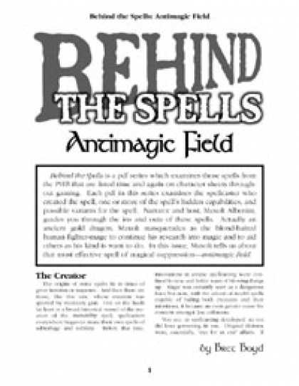 Role Playing Games - Behind the Spells: Antimagic Field