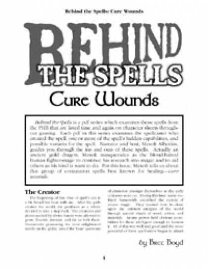 Role Playing Games - Behind the Spells: Cure Wounds