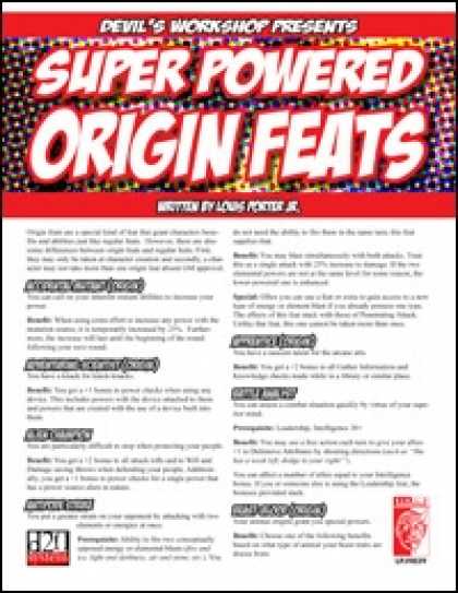 Role Playing Games - Super Powered Origin Feats