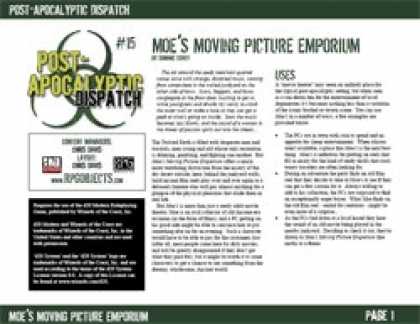 Role Playing Games - Post-Apocalyptic Dispatch (#15): MoeÂ’s Moving Picture Emporium