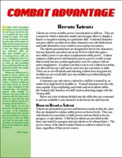 Role Playing Games - Combat Advantage #4: Heroic Talents