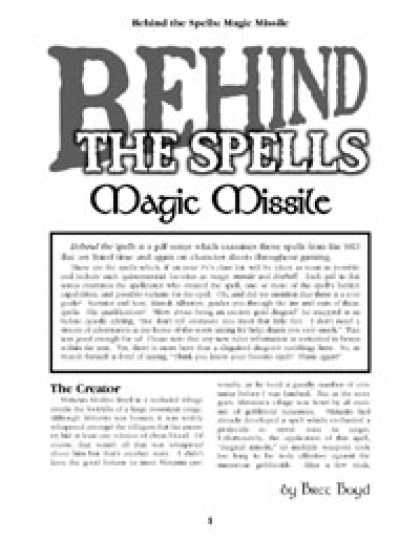 Role Playing Games - Behind the Spells: Magic Missile