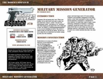 Role Playing Games - Modern Dispatch (#79): Military Mission Generator