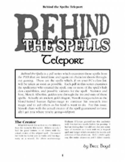 Role Playing Games - Behind the Spells: Teleport