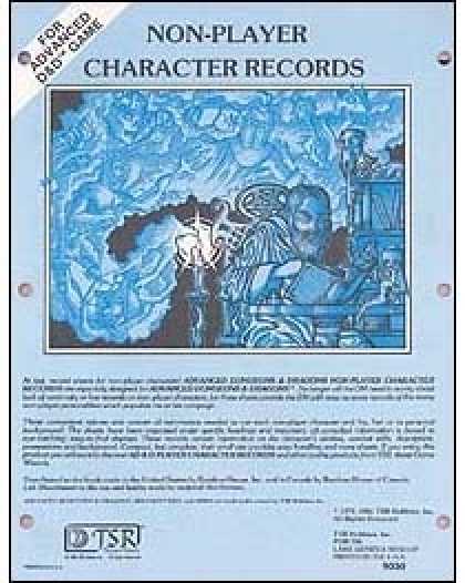 Role Playing Games - AD&D Non-Player Character Records