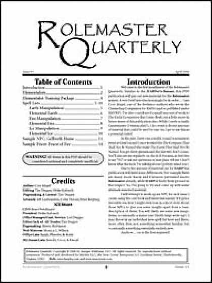 Role Playing Games - Rolemaster Quarterly 1