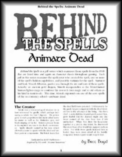 Role Playing Games - Behind the Spells: Animate Dead