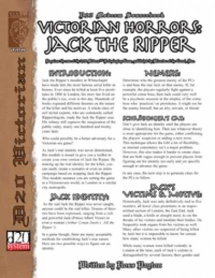 Role Playing Games - Victorian Horrors: Jack the Ripper