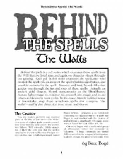 Role Playing Games - Behind the Spells: The Walls