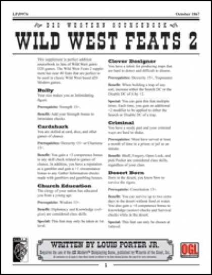 Role Playing Games - Wild West Feats 2